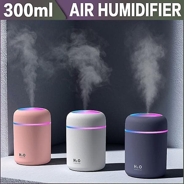 Bærbar 300ml Luftfukter USB Ultralyd Dazzle Kopp Aroma Diffuser Cool Mist Maker Luftfukter Renseren Med Romantisk Lys Pink