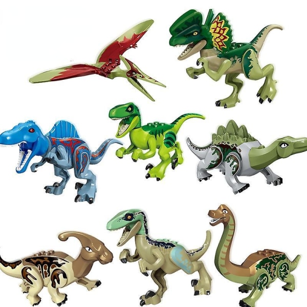 8pcs Jurassic Dinosaur Toys Small Building Blocks For Boys