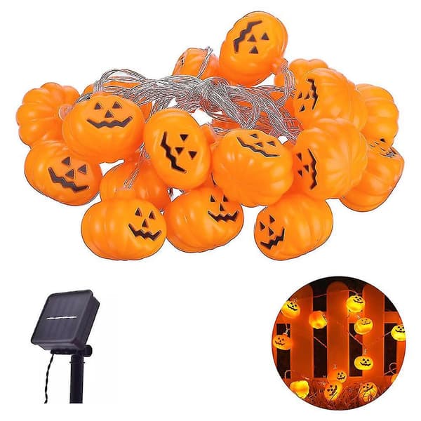 Halloween Dekoration Græskar Lys Kæde, Solar Lys Kæde style 1
