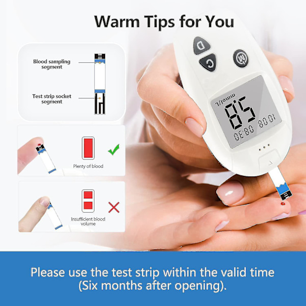 Blood Sugar Monitor Diabetes Testing Kit With 50 No Coding Test Strips 50 Lancets