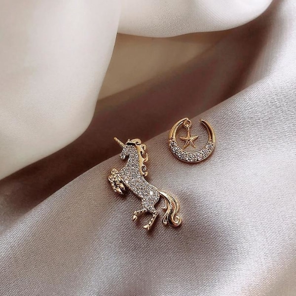 Cute Animal Stud Earrings Temperament Horse Kitten Owl Jewelry Horse moon stars