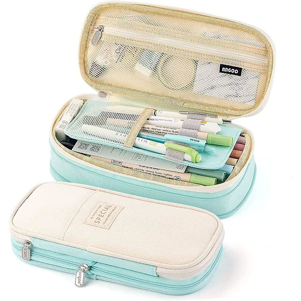 Large Capacity Pencil Case Durable Pen Holder Organizer Stationery Makeup Cosmetic Pouch For Kids, 22x11cm (upgraded Version-purple) Green