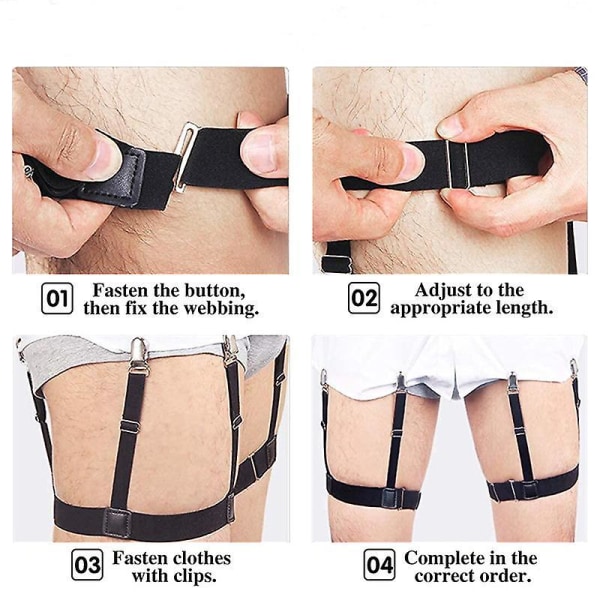 Men Shirt Stays Shirt Garters For Men Elastic Adjustable Shirt Holders Shirt Stays With Locking Non-slip Clips(1 Pair, Black)