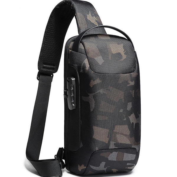 Lightweight Traveling Bag Laptop Backpack Anti Theft Crossbody Bag for Men USB Shoulder Daypack Business Camouflage black