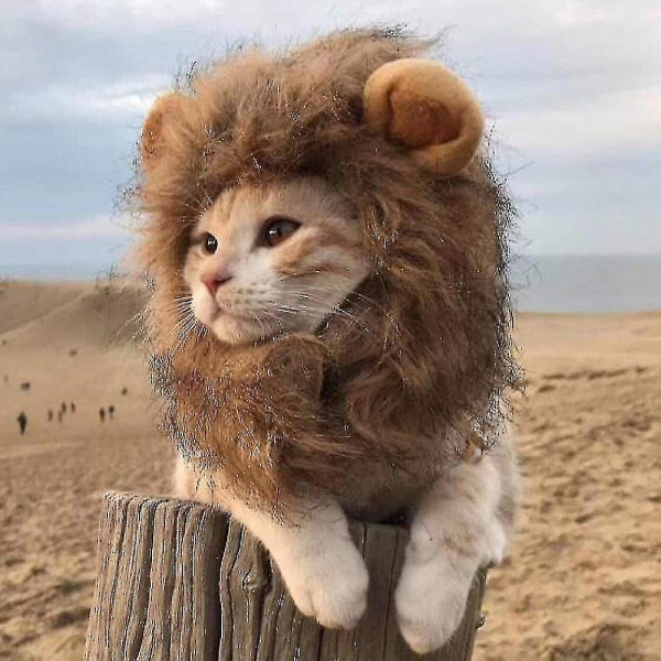 Funny Clothes For Cats Lion Mane Cat Costume Lion Wig Cap For Christmas Pet Halloween Costumes M