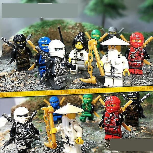 8 stk. Phantom Ninja Byggekloss Minifigur Python Slange Monster Stamme Puslespill Montering Byggekloss Dukkeleke