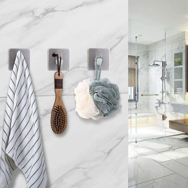 Self Adhesive Hooks, 5 Pack Brushed Stainless Steel Stick On Hooks, Coat Door Gift