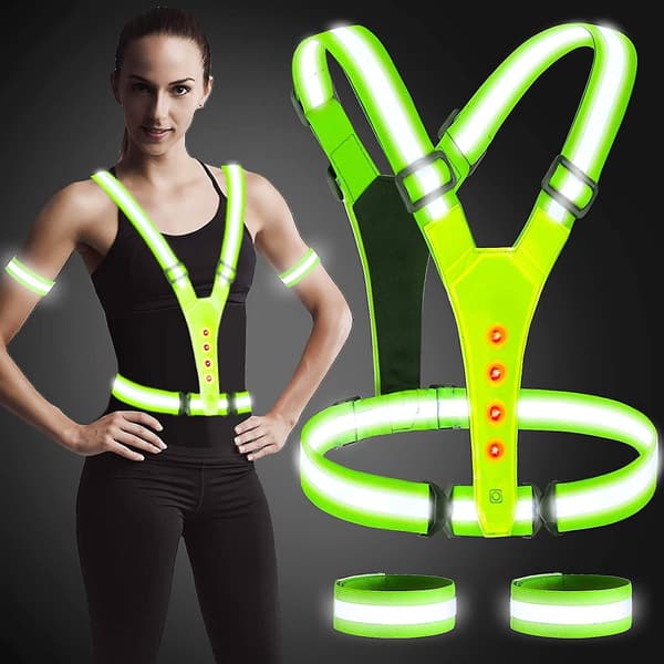 Led Refleksvest, Høy synlighet Led Refleks Sikkerhetsvest Løpe Lys For Løpere