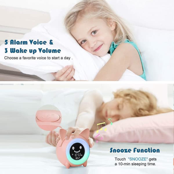 Cartoon Cat Mini Alarm Clock New Children's Sleep Wake-up Clock Creative Digital Electronic Clock (pink)
