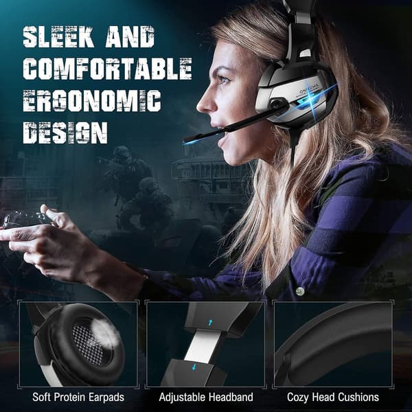 Stereo PC Gaming Headset med Støyreduserende Mikrofon for PS4 PS5 Xbox Series K5