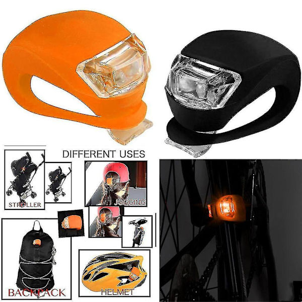 Led Silicone Mountain Bike Bicycle Front Rear Lights Set Push Cycle Clip Light