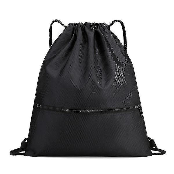 Unisex Drawstring Bag Sports Gym Daypack Swimming School Backpack Beach Travel Shopping Pack Black Large Large