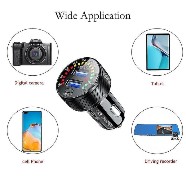 Dual Usb Car Charger Fast Charging Qc 3.0 With Voltmeter Display Power Adapter Cigarette Lighter Socket For Mobile Phone