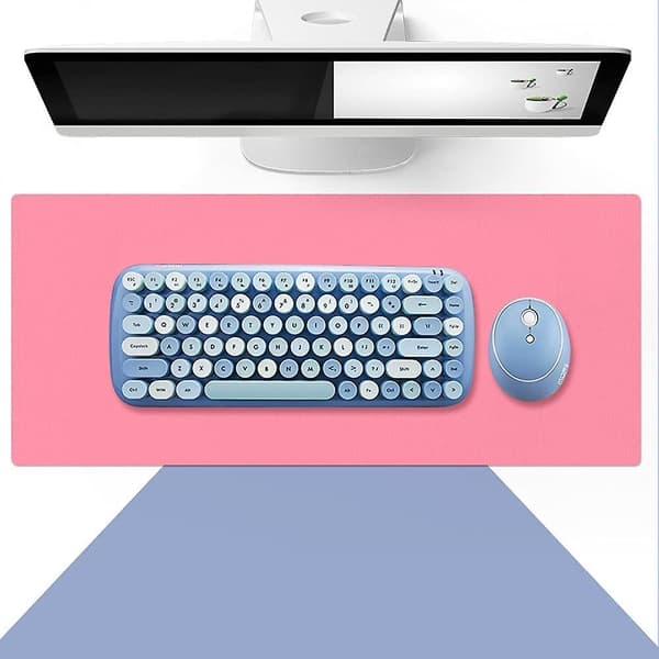 Mini Wireless Keyboard 2.4g Usb Keyboard And Mouse Set, Round Keycap, Multi-color Cute Girly Keyboard... (blue)
