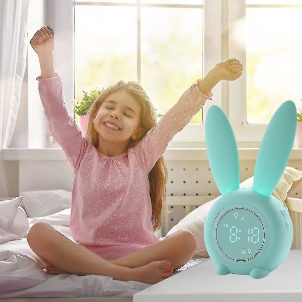 Kids Alarm Clock For Kids, Kids Alarm Clocks For Girls Bedroom, Kids Night Light, Touch Control- Pink Green