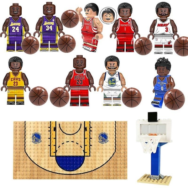 Nba Basketball Building Block Set Basketball Star Kobe Jordan Minifigure Basketball Court Basketball Stand Boy Building Block Toy Type D
