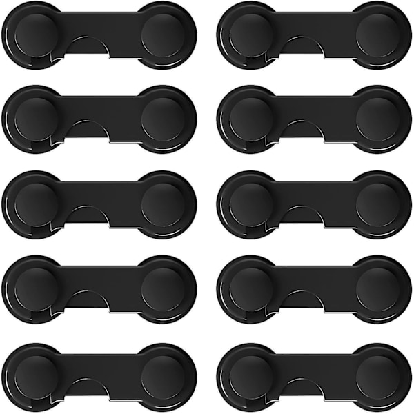 Child Safety Lock Drawer Buckle Locks for Wardrobes Closets Fridges Toilets etc. (10 Pack in Black)