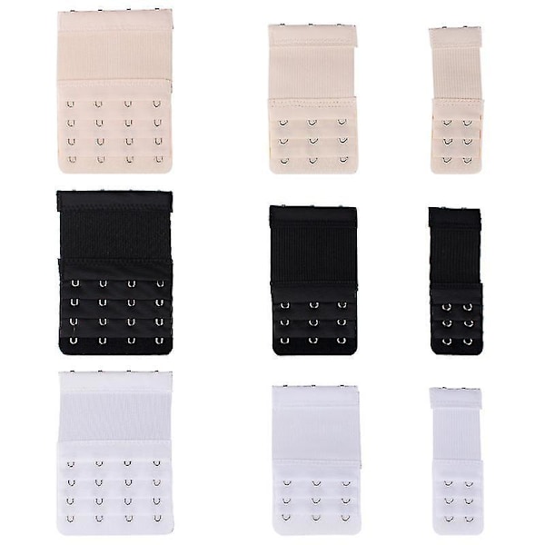 9pcs Bra Strap Extenders Extensions Elastic - White, Black, Beige