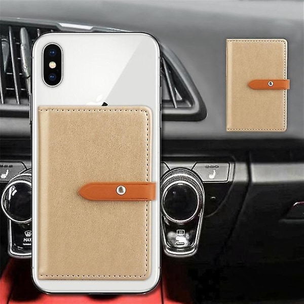 Creative Folio Phone Pouch Self Adhesive Pu Leather Holder Cell Phone Back Patch Pocket (golden)