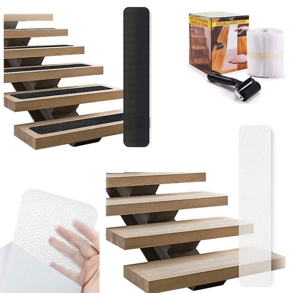 Stair Anti-slip Strip Transparent PEVA Skin-friendly Frosted Anti-slip Strip Rubber Non-marking Step Anti-slip Tape Home Decoration Stair Decoration Grey 15*61cm