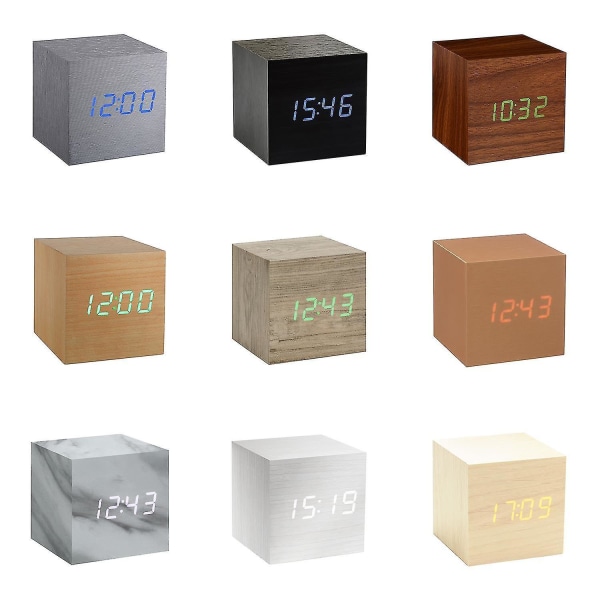 Gingko Cube Led Click Clock Alarm Clock With Sound Activation (time, Date & Temperature) Various Colours A10 White white