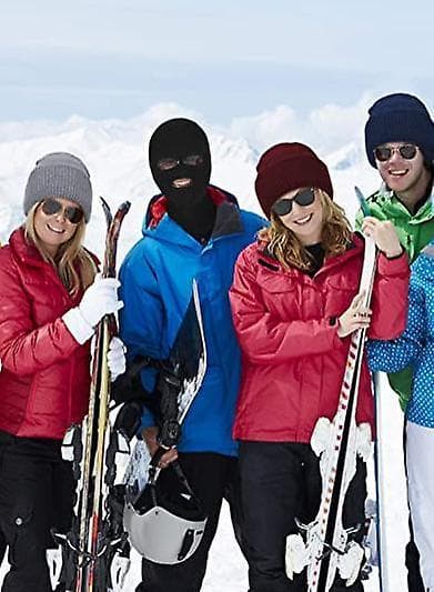 3-hulls strikket helmaske ski halsvarmer, vinterbalaklava Black