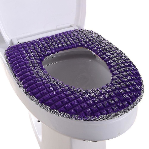 Toilet Seat Cover Bathroom Soft Thicker Warmer Stretchable Washabl Purple