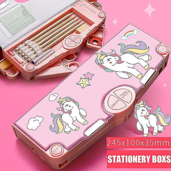 Multifunction Pencil Case Stationery Organizer Box Cute Pattern School Supplies 3