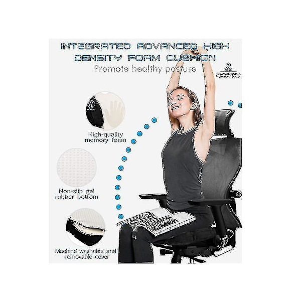 Sædehynde Memory Foam Coccyx Hynde Designet til Autostol, Kørestol, Sort