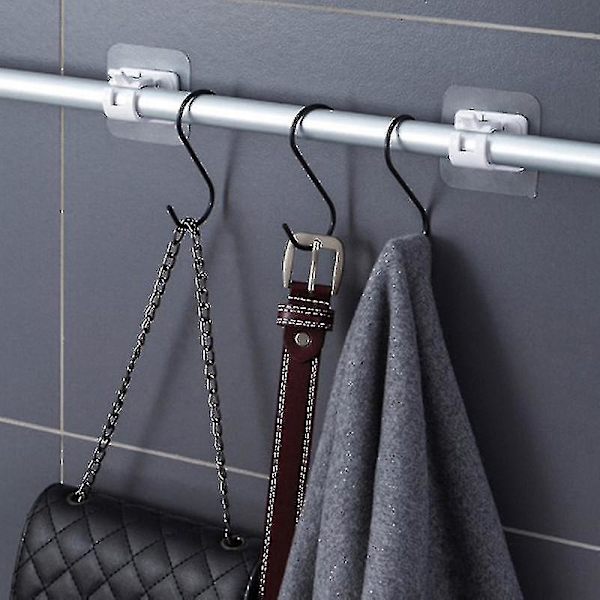 2pcs Self Adhesive Adjustable Curtain Rod Holder Clamp Hooks Rod Bracket Rack