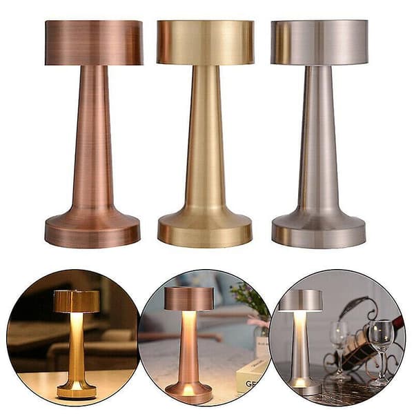 Genopladelig LED Bordlampe Touch Sensor Skrivebordslampe Soveværelse Restaurant Bar Indretning Silver Dumbbell