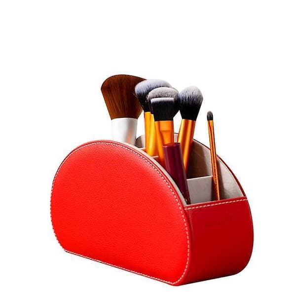 Fjernbetjeningsholder Organizer Box Læder Multifunktionel Kontororganisation Red