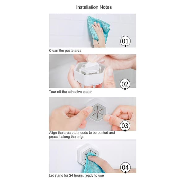 2pcs Wall Mount Self Adhesive Punch Free Bathroom Towel Hooks Hangers Holders