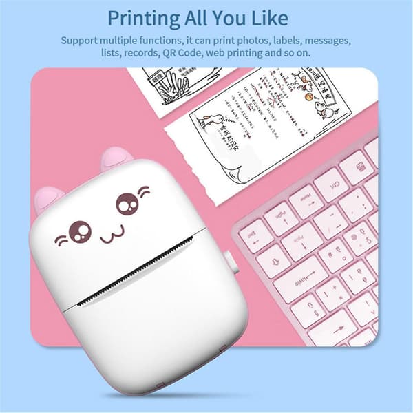 Mini taskuterminen tulostin langaton Bluetooth-valokuvatulostin White Pink