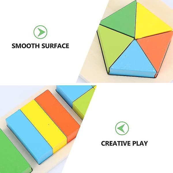 3pcs Geometric Intelligence Board Wooden Education Building Block Random Color
