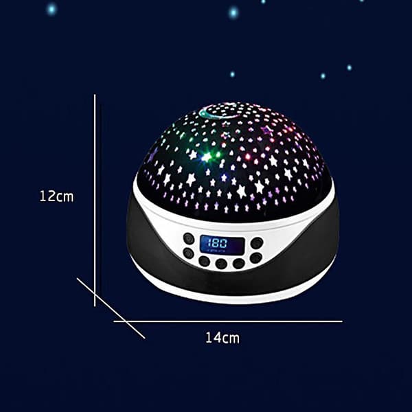 Starry Sky Projector Led Rotating Moon Room Decor Night Light Bedside Lamp With Music Black