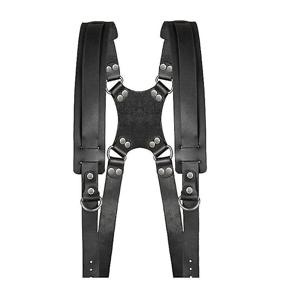 Camera Strap Accessories For Two-cameras  Dual Shoulder Leather BLACK