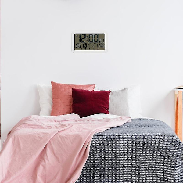 1pc Temperature And Humidity Clock Calendar Clock Lcd Digital Alarm Clock