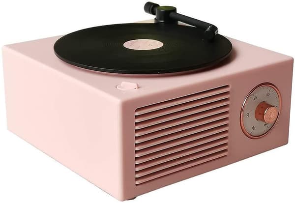 Levysoitin-tyylinen Bluetooth-kaiutin, pinkki