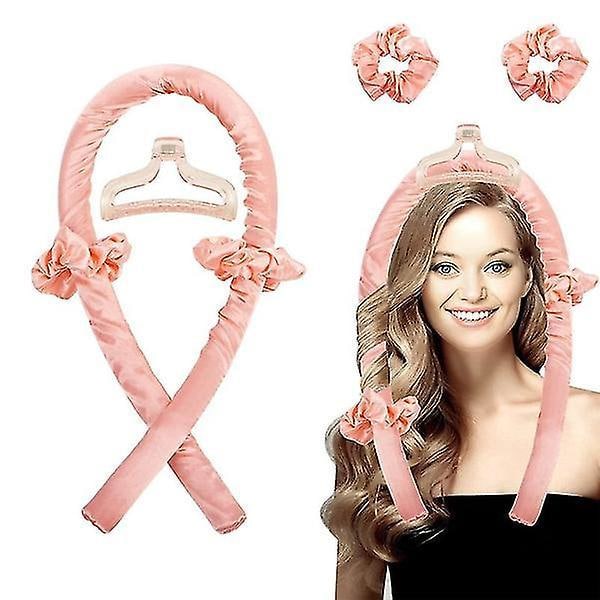 4 stk./sæt Kvinder Varmefrit Hår Ruller Hår Curlers Til Langt Hår Pink