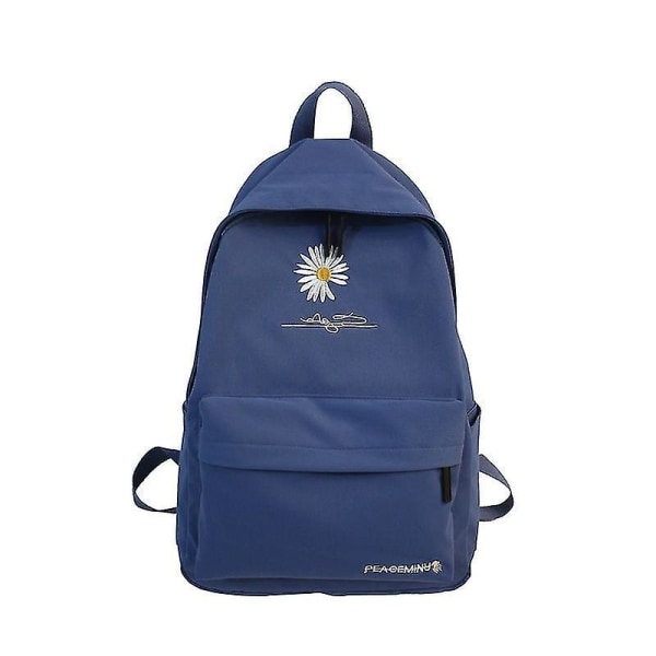 Ny Solid Rygsæk Pige Skoletasker Til Teenage Skoletaske Nylon Daisy Print Taske Sort blue