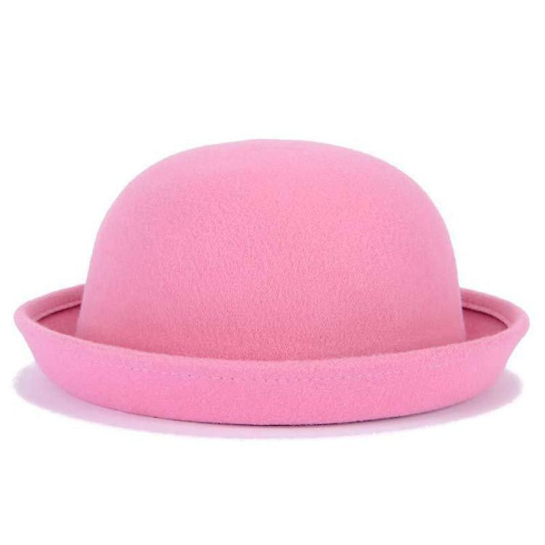 Bowlerhatte i uld til forældre og børn, Fedora-hatte Dome pink 57cm
