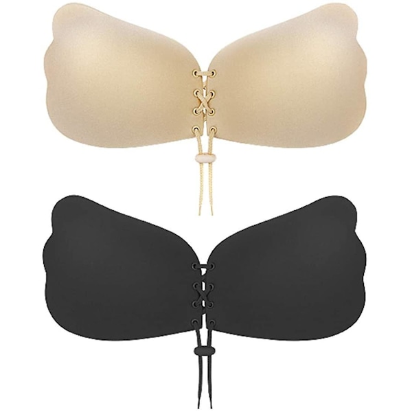 Sticky Bra 2 Pairs Strapless Backless Adhesive Invisible Push Up Bra B