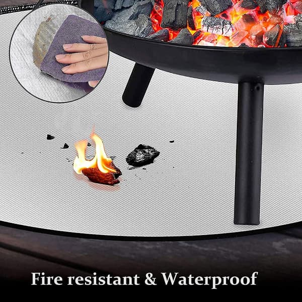 Xceedez Fire Retardant Fire Pit Mat (75cm) Fire Retardant Fire Pit Mat Waterproof High Temperature Fire Pit Mat With 3 Layers For Wood Gas Charcoal Fi