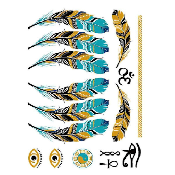 5 Sheets Temporary Tattoos Shimmer Waterproof Fake Tatoos Gold Tattoos Metallic Stickers In Arm Body Leg For Women