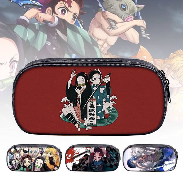 Rectangle Polyester Anime Demon Slayer Cartoon Action Figure Student Pencil Case 4