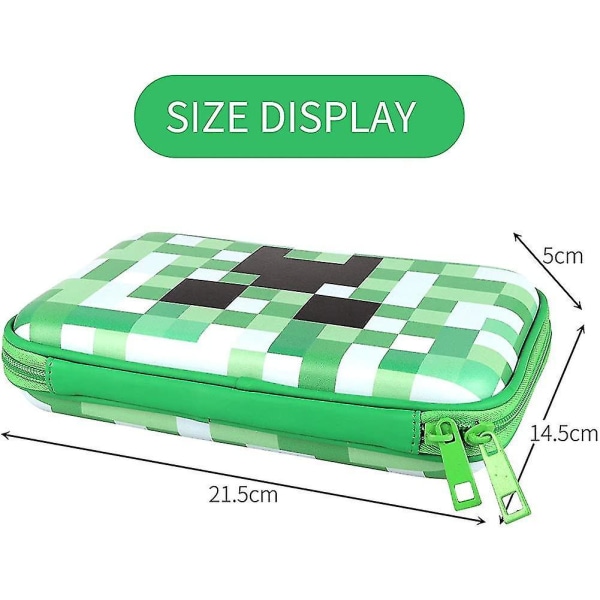 Green Large Pencil Case For Boys With Compartments Hardtop Kids Pen Bag