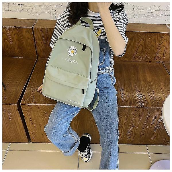 Ny Solid Rygsæk Pige Skoletasker Til Teenage Skoletaske Nylon Daisy Print Taske Sort blue