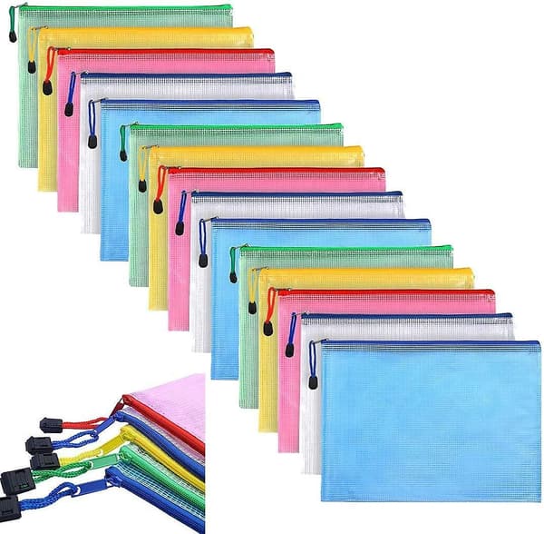 Plastikmapper A4, 15 stk. A4 Dokumentmappe Fil Zipposer Plastiklommer