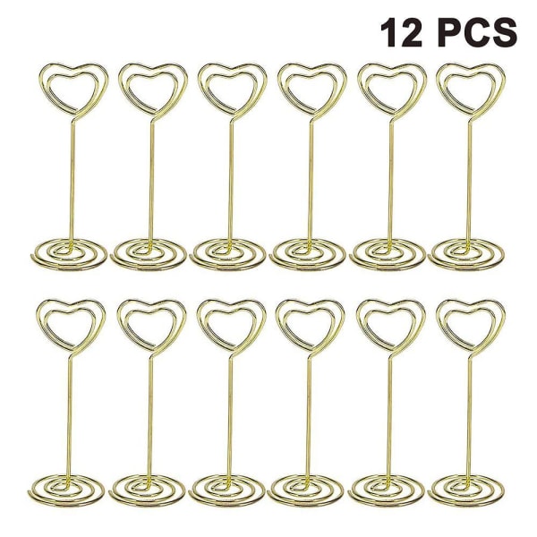 12pcs Tall Place Table Holder With Heart Shape Photo Picture Memo Clips